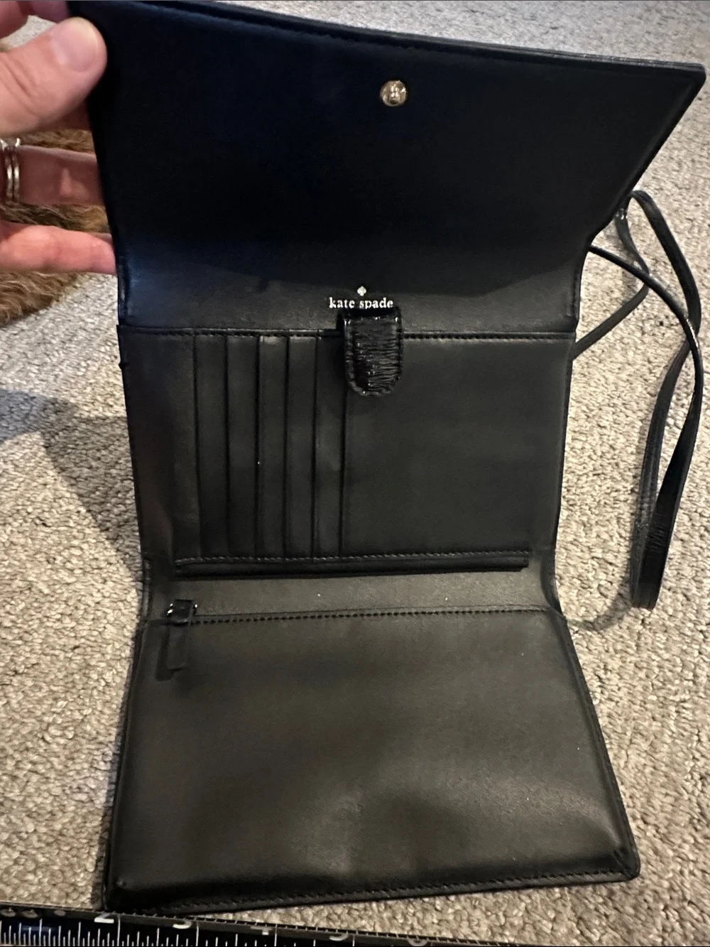 kate spade Black Patent Crossbody with Gold Plaque